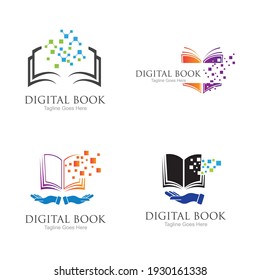 technology modern  Digital book logo vector icon illustration design template