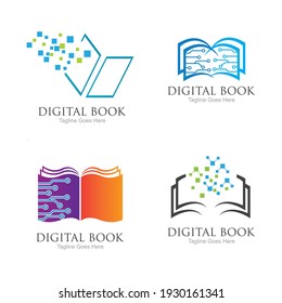 technology modern  Digital book logo vector icon illustration design template