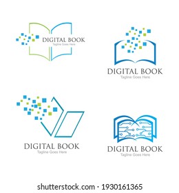 technology modern  Digital book logo vector icon illustration design template