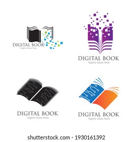 technology modern  Digital book logo vector icon illustration design template