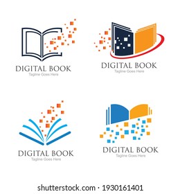 technology modern  Digital book logo vector icon illustration design template