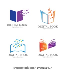technology modern  Digital book logo vector icon illustration design template