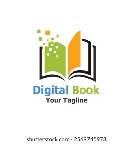technology modern digital book logo vector icon illustration design template