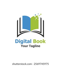 technology modern digital book logo vector icon illustration design template