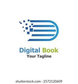 technology modern digital book logo vector icon illustration design template