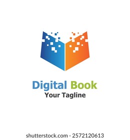 technology modern digital book logo vector icon illustration design template