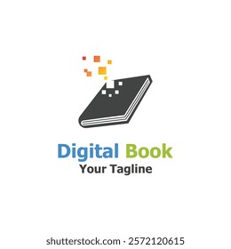 technology modern digital book logo vector icon illustration design template