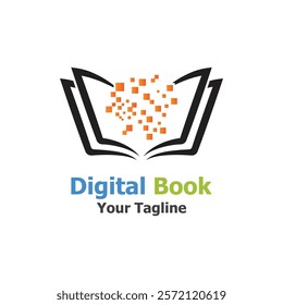 technology modern digital book logo vector icon illustration design template