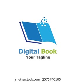 technology modern digital book logo vector icon illustration design template