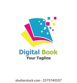 technology modern digital book logo vector icon illustration design template