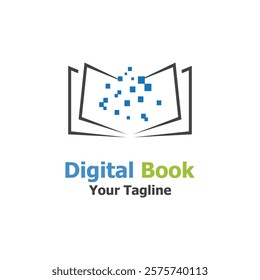 technology modern digital book logo vector icon illustration design template