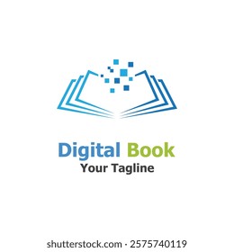 technology modern digital book logo vector icon illustration design template