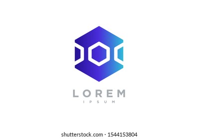 Technology modern logo. Geometric Hexagon line style. template vector