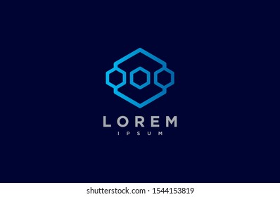 Technology modern logo. Geometric Hexagon line style. template vector