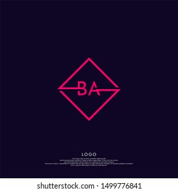technology modern square red BA logo letter design concept vector illustration