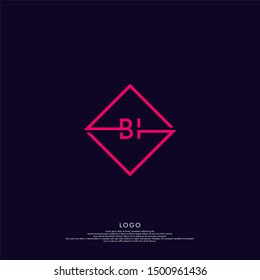 technology modern square red BI logo letter design concept vector illustration