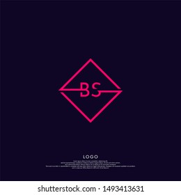 technology modern square red BS logo letter design concept vector illustration