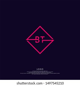 technology modern square red BT logo letter design concept vector illustration
