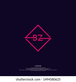technology modern square red BZ logo letter design concept vector illustration