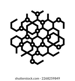 Symbol für die molekulare Struktur, Vektorgrafik. technologisches molekulares Strukturzeichen. isoliertes Kontursymbol