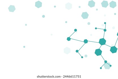 Technology Molecular Vector White Background. Dna Geometric Poster. Microbiology Medical Futuristic Texture. Medicine Banner.