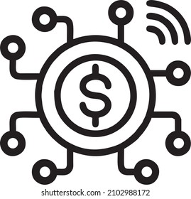 Icono de vector de tecnología y dinero. Parte del conjunto de iconos financieros