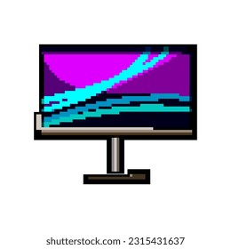 technology monitor pc game pixel art retro vector. bit desktop blank, display laptop technology monitor pc. old vintage illustration