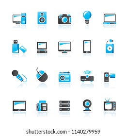 Technology and multimedia devices icons - vector icon set