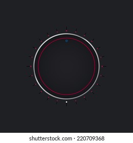 Technology music button ,volume settings, sound control knob, dark background for internet sites, web interfaces  and applications . Vector illustration