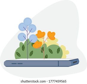 Technology and nature vector flat illustration 