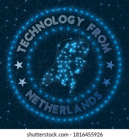 Technology From Netherlands. Futuristic geometric badge of the country. Technological concept. Round Netherlands logo. Vector illustration.