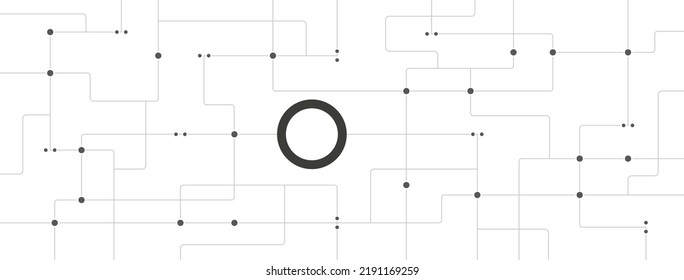 Technology network circuit board system connect dots and lines long banner background template. Linked global digital database graphic vector