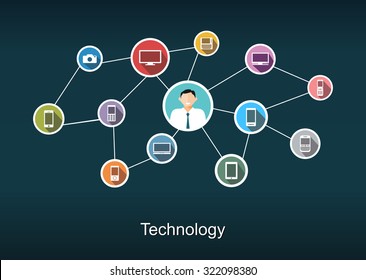 Technology network concept illustration.
