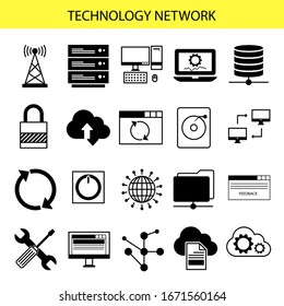 Technology network concept vector illustration icon set
