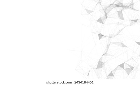 Technology network connection artificial intelligence. Abstract vector business design. Futuristic white grid neural networks. Motion big data on space. Virtual cyber security background.