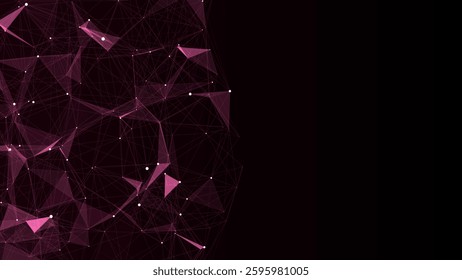 Technology network connection artificial intelligence. Abstract vector business design. Futuristic red grid neural networks. Motion big data on space. Virtual cyber security background.