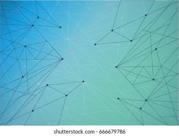 Technology network diagram link. green and blue illustration background