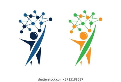 Technology Network Human Logo Design Vektor Icon Template