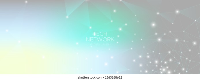 Technology Network. Magic Big Data Illustration. Triangles Pattern. Cosmic Futuristic Architecture. Technology Graphic. Big Data Background. Light Futuristic Wallpaper. Big Data Visualization.