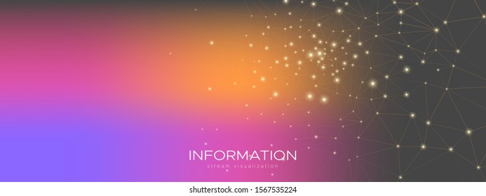 Technology Network. Magic Big Data Background. Pink Triangular Pattern. Cosmic Futuristic Connection. Technology Finance. Big Data Infographic. Gray Futuristic Architecture. Technology Concept.
