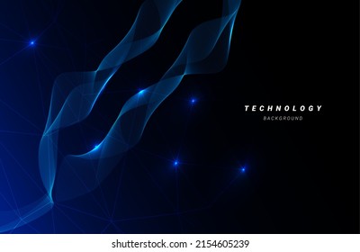 Tecnología y ciencia de la red color azul bajo diseño ondulado fondo colorido