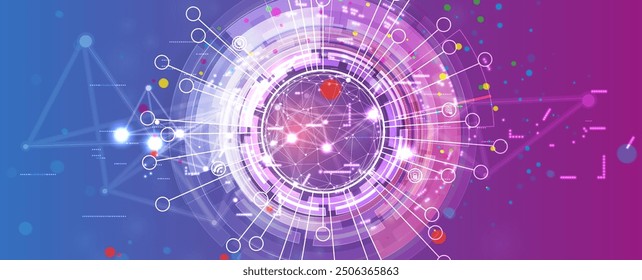 Technology Network Vector Background.. Science and technology presentation background. Big data connectivity software development wallpaper