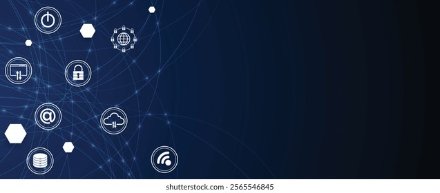 Technology Network Vector Background.. Science and technology presentation background. Big data connectivity software development wallpaper