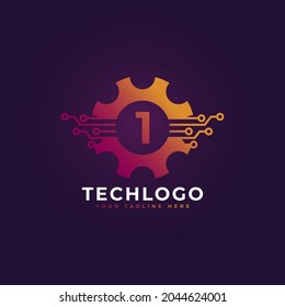 Elemento de plantilla de diseño del logotipo de la tecnología número 1.