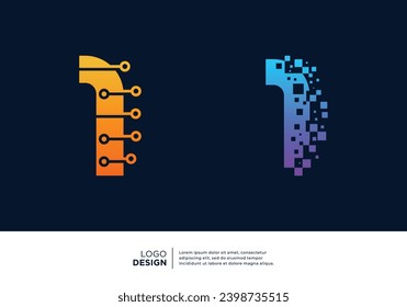 Technology Number 1 logo design. Creative and modern logo design