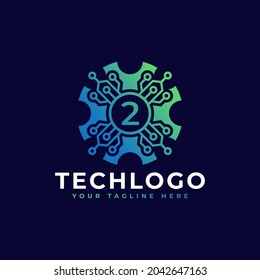 Technology Number 2 Logo Design Template Element.