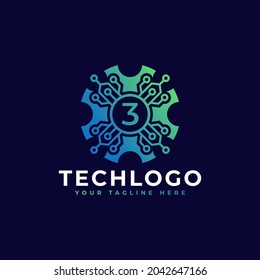 Technologie Nummer 3 Logo Design Template Element.