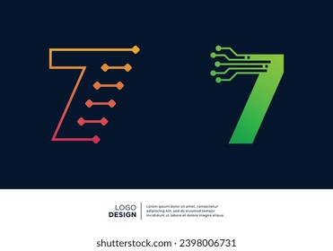 Technology Number 7 logo design. Creative and modern logo design