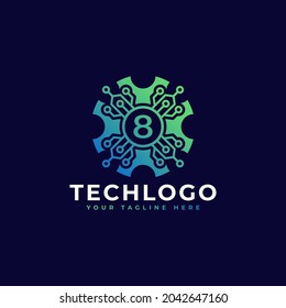 Technology Number 8 Logo Design Template Element.