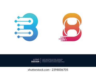Diseño del logotipo de la tecnología número 8. Diseño de logotipos creativos y modernos